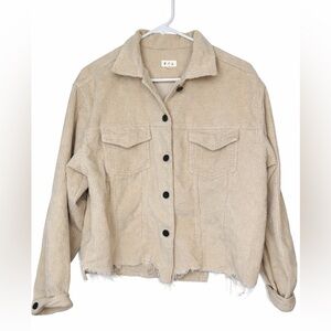 POL Women's Beige Corduroy Utility Jacket